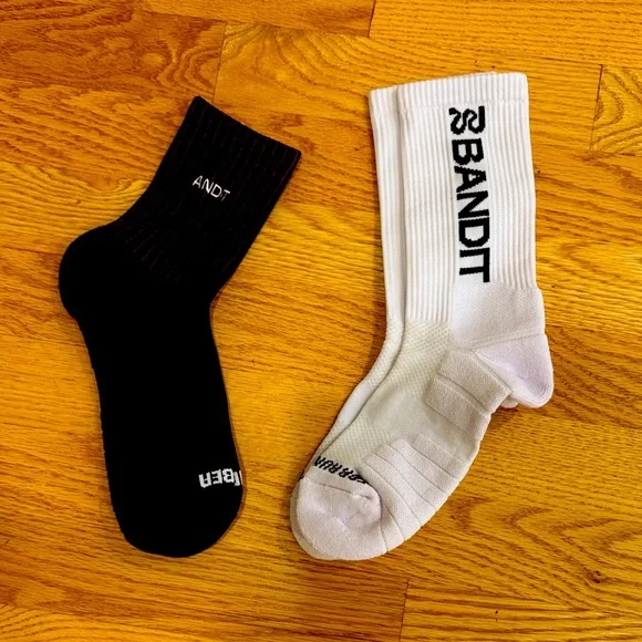 Bandit running Black and White cushion run Crew Socks - Picture 1 of 3